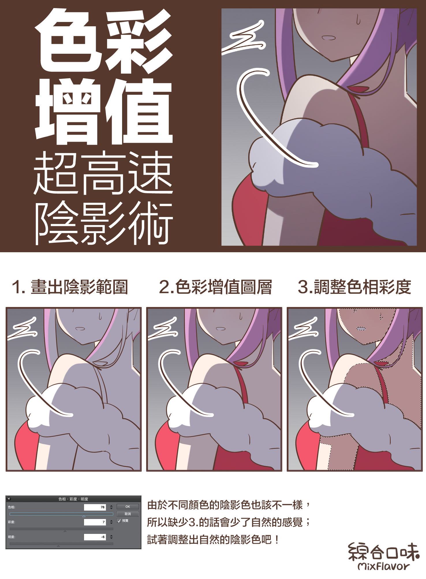 「色彩增值超高速陰影術」綜合口味的上色秘訣！